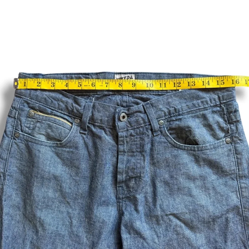 Naked & Famous Skinny Guy Pineapple Selvedge Chambray 32x32 Blue Raw Denim Jean